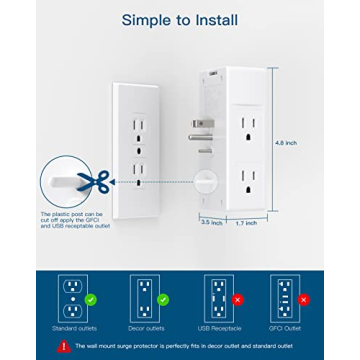 Surge Protector with 5 Outlets & 4 USB Ports