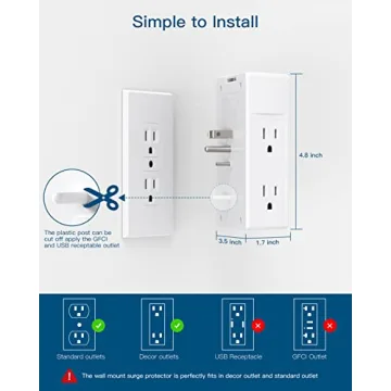 Surge Protector with 5 Outlets & 4 USB Ports