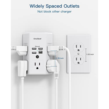 Surge Protector with 5 Outlets & 4 USB Ports