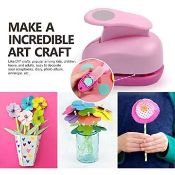 BearBoss 5 Pcs Craft Hole Punch, Handmade Scrapbook Paper Puncher, Different Size of Scrapbooking Punches Crafting Designs for Office Supplies, Card Making, DIY Albums Photos, Pink Color (Circle)