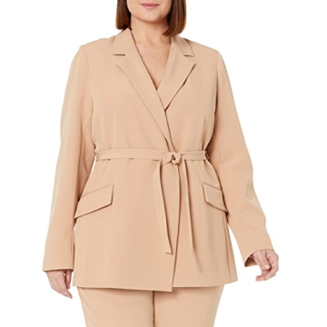 Stylish Ren Wrap Front Belted Blazer for Women by The Drop