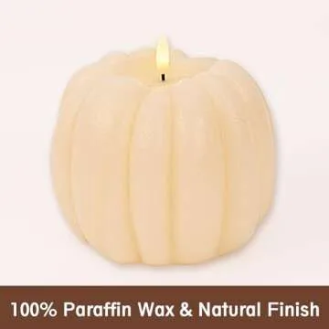 MOREDOTS Fall Decorations for Home - Flickering Flameless Wax Pumpkin LED Candle with Timer Remote C...
