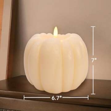 MOREDOTS Fall Decorations for Home - Flickering Flameless Wax Pumpkin LED Candle with Timer Remote Control - Thanksgiving Gifts - Autumn Farmhouse Rustic Harvest Decor for Tiered Tray Table Indoor
