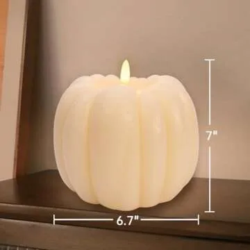 MOREDOTS Fall Decorations for Home - Flickering Flameless Wax Pumpkin LED Candle with Timer Remote Control - Thanksgiving Gifts - Autumn Farmhouse Rustic Harvest Decor for Tiered Tray Table Indoor