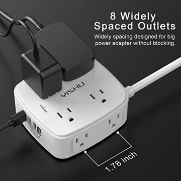 5Ft Surge Protector Power Strip with 8 Outlets & USB Ports