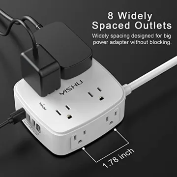5Ft Surge Protector Power Strip with 8 Outlets & USB Ports