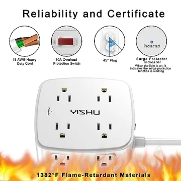 5Ft Surge Protector Power Strip with 8 Outlets & USB Ports