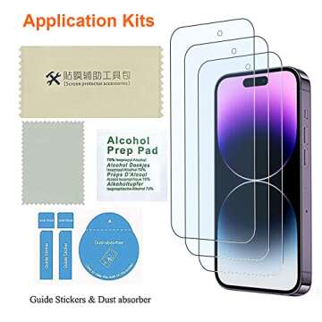 Focuses Screen Protector for iPhone 14 Pro Blue Light Screen Protector 3 Pack Anti Blue Light Temper...