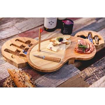 TOSCANA - a Picnic Time brand Sand Trap Cheese Board and Tool Set, Charcuterie Board Set, Wood Cutti...