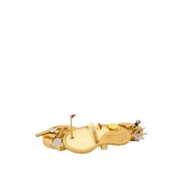 TOSCANA - a Picnic Time brand Sand Trap Cheese Board and Tool Set, Charcuterie Board Set, Wood Cutting Board with Cheese Knives, (Bamboo), Brown