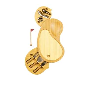 TOSCANA - a Picnic Time brand Sand Trap Cheese Board and Tool Set, Charcuterie Board Set, Wood Cutting Board with Cheese Knives, (Bamboo), Brown