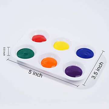 30 PCS White Plastic Paint Palettes 6 Well Rectangular Watercolor Palette Painting Tray for Painting...