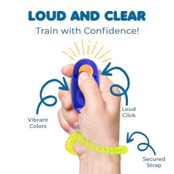 SunGrow 7-Pack Dog Clicker for Training with Wrist Bands, 2 Inches Multicolor, Pet Cat Dog Training Clickers & Behavior Aids, Convenient and Effective Clicker Training Tools for Puppy or Cat