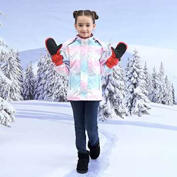 SimpliKids Boys' Snow Gloves Insulation Waterproof Kids Winter Mittens,Toddler,Red