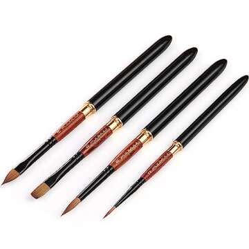 Sable Travel Watercolor Brushes, Fuumuui 4pcs Elegant Kolinsky Sable Watercolor Travel Brushes Trave...