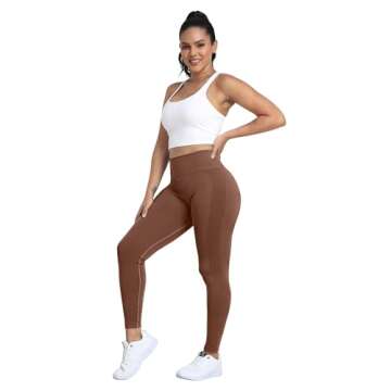 ATHVOTAR 3 Pack Butt Lifting Workout Leggings Women High Waist Seamless Scrunch Butt Booty Gym Leggings Black/Gray/1 Brown L