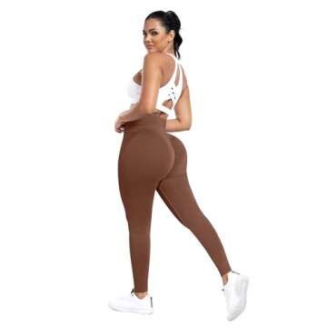 ATHVOTAR 3 Pack Butt Lifting Workout Leggings Women High Waist Seamless Scrunch Butt Booty Gym Leggings Black/Gray/1 Brown L