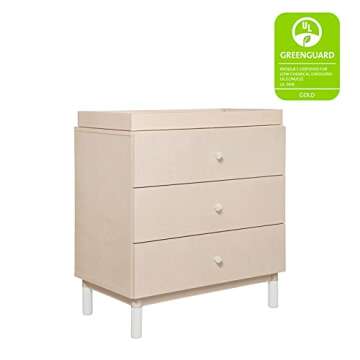 Babyletto Gelato 3-Drawer Changer Dresser with Removable Changing Tray in Washed Natural and White, Greenguard Gold Certified