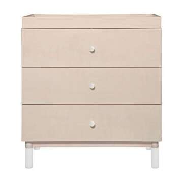 Babyletto Gelato 3-Drawer Changer Dresser with Removable Changing Tray in Washed Natural and White, Greenguard Gold Certified