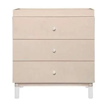 Babyletto Gelato 3-Drawer Changer Dresser with Removable Changing Tray in Washed Natural and White, Greenguard Gold Certified