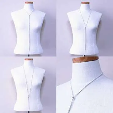 NTLX Y Necklace for Women - Long Gold Necklace – Rhinestone Necklace - Simple and Elegant – Adju...