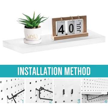 Pegboard Shelves, 4 Pack Pegboard Shelf Brackets with Metal Pegboard Hooks, Heavy Duty Peg Board Shelf Pegboard Book Shelf, Pegboard Accessories for Craft Room, Office, Garage