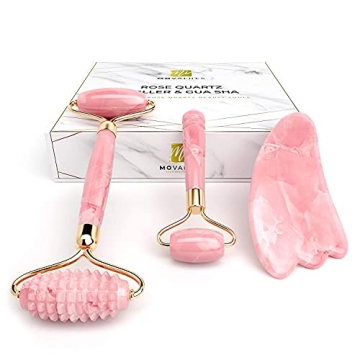 Rose Quartz Roller & Gua Sha Set for Youthful Skin
