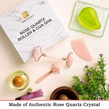 Rose Quartz Roller & Gua Sha Set for Youthful Skin