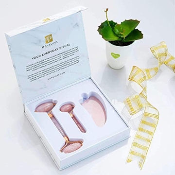 Rose Quartz Roller & Gua Sha Set for Youthful Skin