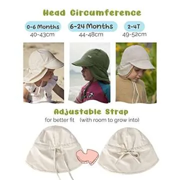 FURTALK Baby Sun Hat with Neck Flap UPF 50+ Adjustable Baby Boys Girls Summer Beach Hat for Traveling Swim Hat Beige