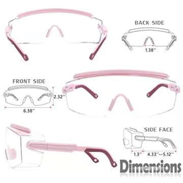 UKNOW Safety Goggles Over Glasses, Anti Fog Safety Glasses with Clear Wraparound Lens, ANSI Z87.1 Protective Eyewear