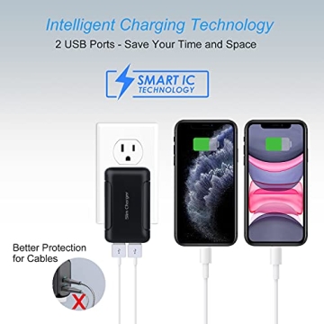 OKRAY USB Wall Charger Flat 3-Pack Fast Charging