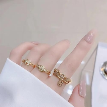 Buy JONAYUOV 18k Gold Plated Adjustable Ring for Women