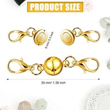 10 Pieces Locking Magnetic Jewelry Clasps Round Magnetic Lobster Clasps Locking Closures Bracelet Ne...