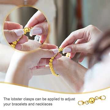 10 Pieces Locking Magnetic Jewelry Clasps Round Magnetic Lobster Clasps Locking Closures Bracelet Necklace Clasps Extender for Jewelry Bracelet Necklace Making, 0.3 Inch (Gold)