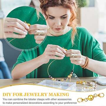 10 Pieces Locking Magnetic Jewelry Clasps Round Magnetic Lobster Clasps Locking Closures Bracelet Necklace Clasps Extender for Jewelry Bracelet Necklace Making, 0.3 Inch (Gold)