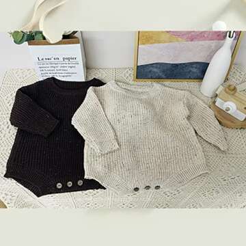 FYBITBO Baby Girl Boy Sweater Knit Oversized Pullover Sweatshirt Romper Onesie Warm Fall Winter Clot...