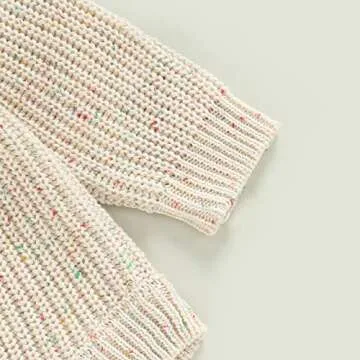 FYBITBO Baby Girl Boy Sweater Knit Oversized Pullover Sweatshirt Romper Onesie Warm Fall Winter Clothes Outfit Newborn (A Color Dots Cream,0-3 Months)
