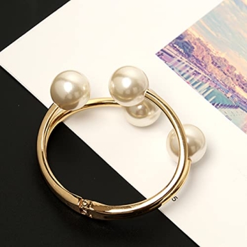Caiyao Unique Gold Pearl Cuff Bracelet for Women