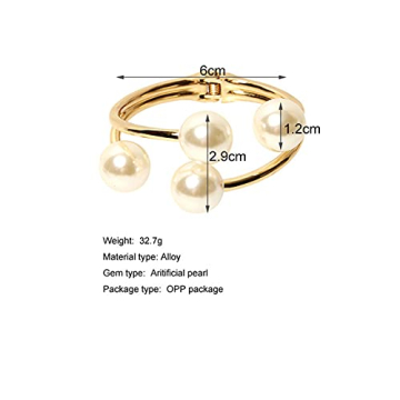 Caiyao Unique Gold Pearl Cuff Bracelet for Women