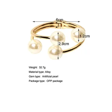Caiyao Unique Gold Pearl Cuff Bracelet for Women