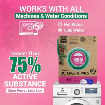 WBM Laundry Detergent Pods - Eco-Friendly, Stain-Fighting Power