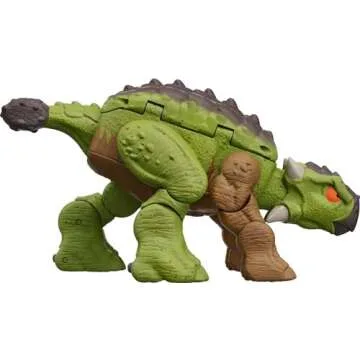 Mattel Jurassic World Fierce Changers 2-in-1 Dinosaur Action Figure, Double Danger Toy Transforms from Ankylosaurus to T Rex in 11 Steps