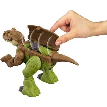 Mattel Jurassic World Fierce Changers 2-in-1 Dinosaur Action Figure, Double Danger Toy Transforms from Ankylosaurus to T Rex in 11 Steps