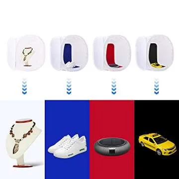 Bestshoot 24" Portable Photo Studio Shooting Tent Light Box Cube Diffusion Softbox Tent with 4 Colors Backdrops (Red Dark Blue Black White) for Table Top Indoor Outdoor Photography