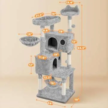 Yaheetech 64.5in Multi-Level Cat Tree with Hammock