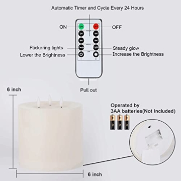 Amagic 6x6 Extra Large Flameless Candle with Remote