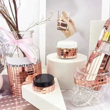 REDODEDO 2400pcs Real Glass Rose Gold Mosaic Tiles