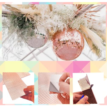 REDODEDO 2400pcs Real Glass Rose Gold Mosaic Tiles