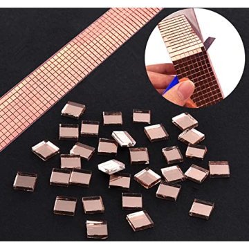 REDODEDO 2400pcs Real Glass Rose Gold Mosaic Tiles